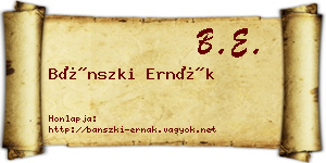 Bánszki Ernák névjegykártya